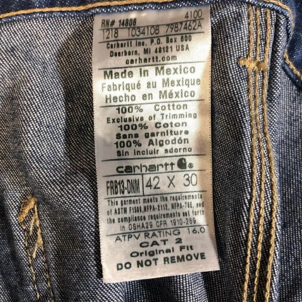 Carhartt CAT 2 Fire Resistant Jeans 42x30